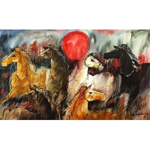 Mashkoor Raza, 36 x 60 Inch, Oil on Canvas, Figurative Painting, AC-MR-222